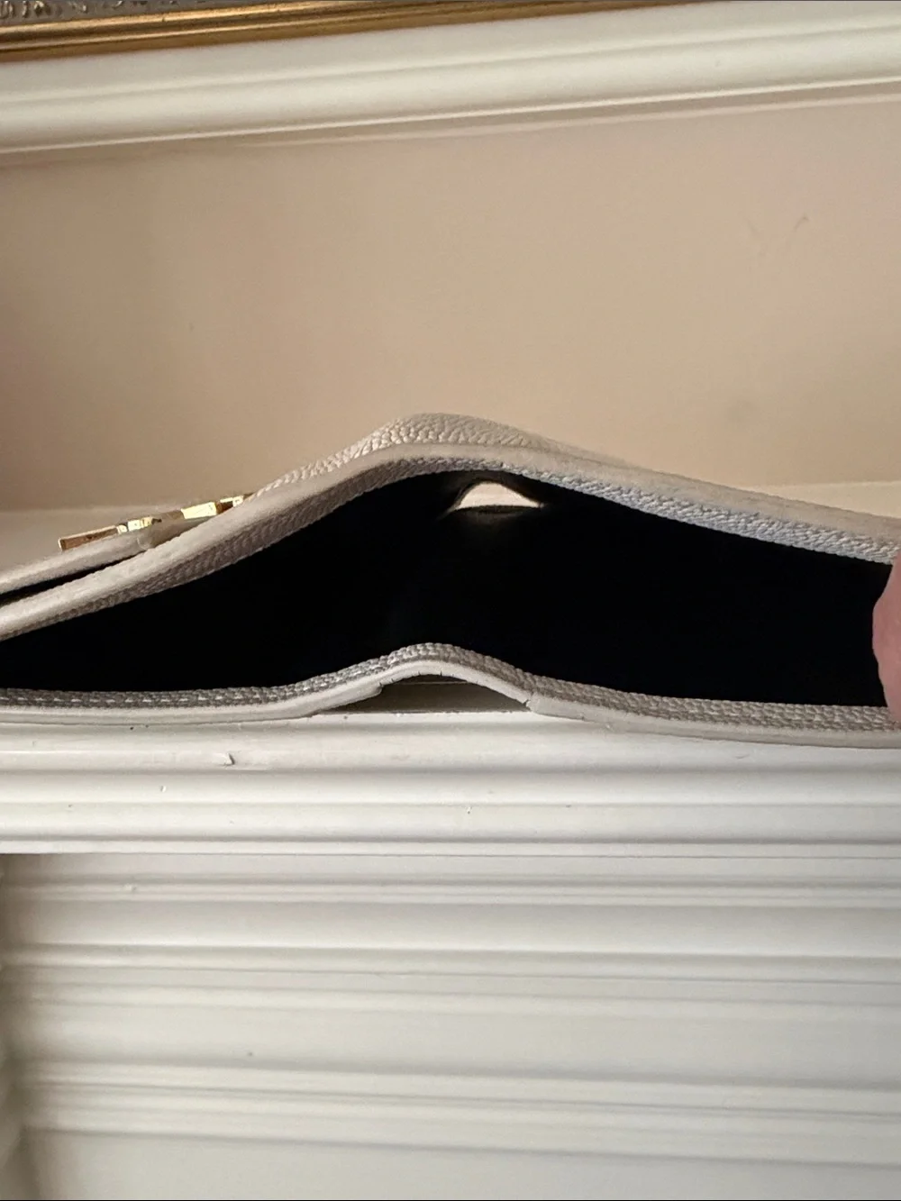 Saint Laurent White Pebbled Leather Compact Bifold Wallet wi/ Gold YSL Emblem